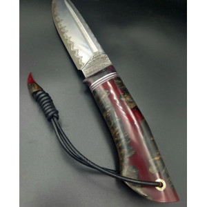 РУБІНОВА СЛЬОЗА ніж ручної роботи ПАВЛА ГОНЧАРЕНКА, замовити купити в Україні (Сталь - центр CPM® ДІ103МП™ в ламінаті з нержавіючої сталі n690 через нікель 64 HRC). Photo 2